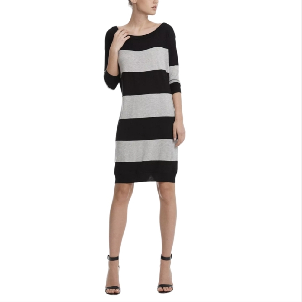 ATM Anthony Thomas Melillo Rugby Stripe 3/4 sleeve sweater dress size M